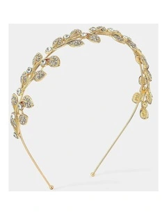 Fairy Leaf Crystal Statement Headband - Gold