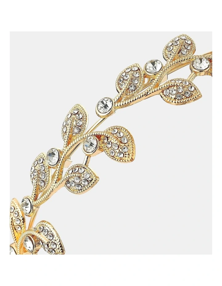 Fairy Leaf Crystal Statement Headband - Gold image 2