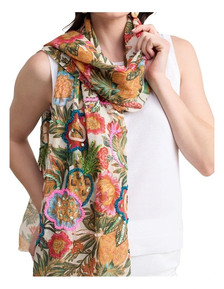 Tropical Print Scarf in Multicolour image 2