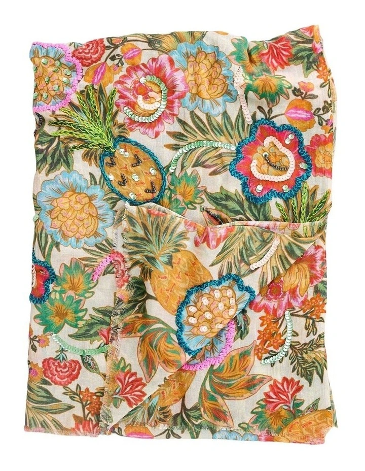 Tropical Print Scarf in Multicolour image 3