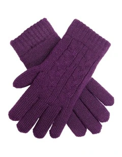 Dents Womens Cable Knit Cosy-Lined Gloves in Amethyst
