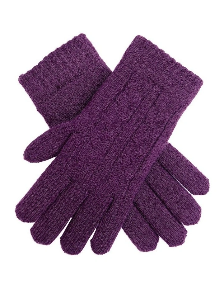 Dents Womens Cable Knit Cosy-Lined Gloves in Amethyst image 1