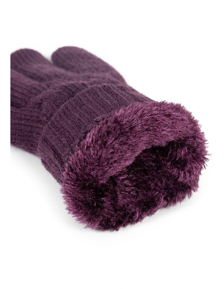 Dents Womens Cable Knit Cosy-Lined Gloves in Amethyst image 2