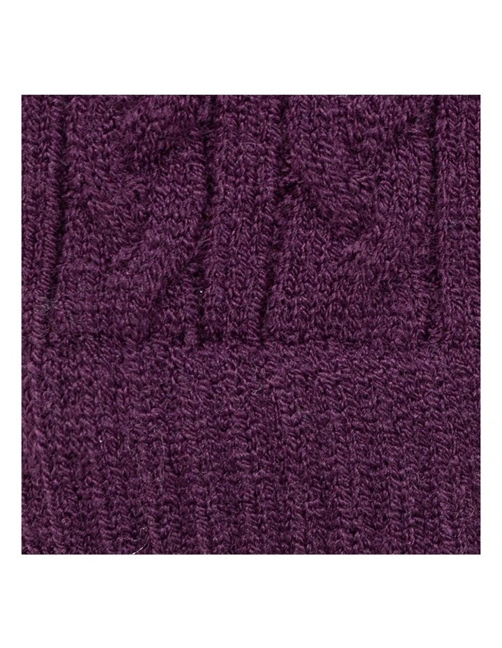 Dents Womens Cable Knit Cosy-Lined Gloves in Amethyst image 3