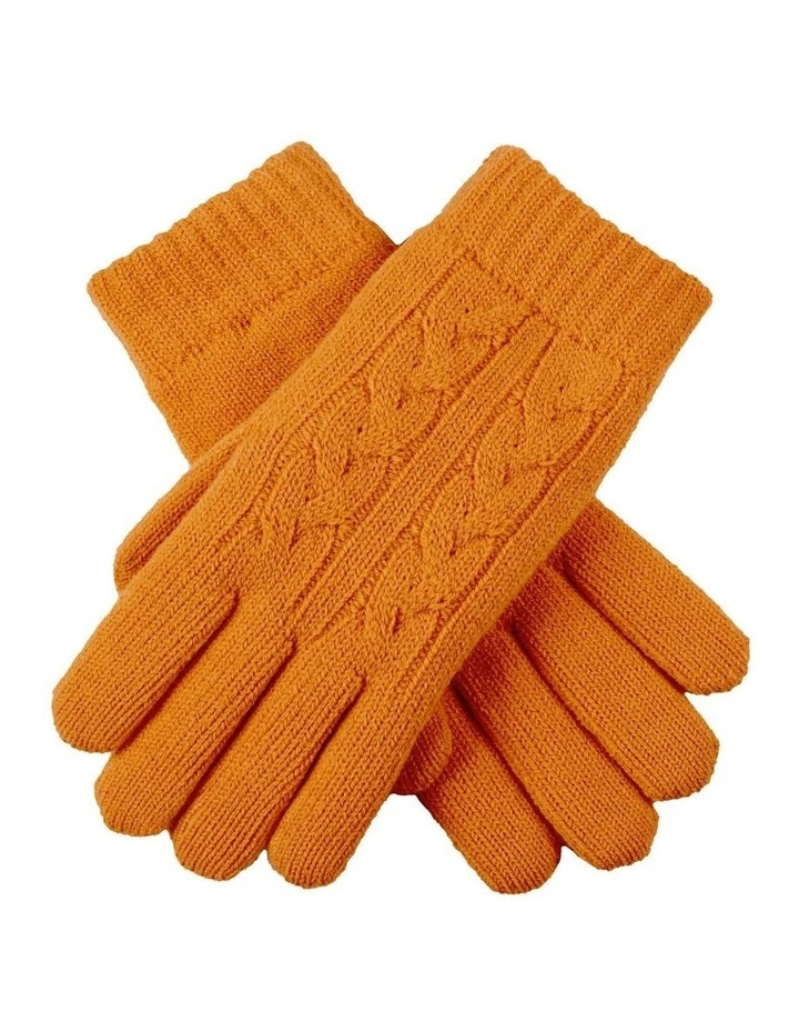 Dents Womens Cable Knit Cosy-Lined Gloves in Pumpkin Orange image 1