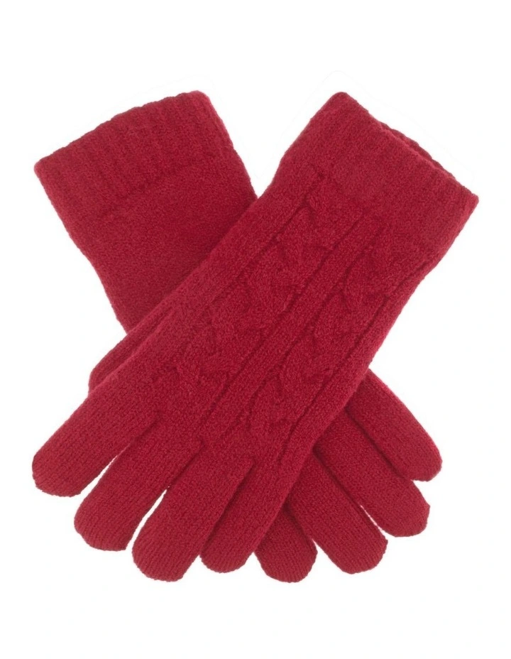 Dents Womens Cable Knit Gloves in Berry image 1
