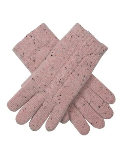 Dents Womens Cable Knit Gloves with Marl Yarn