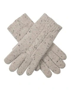 Dents Womens Cable Knit Gloves with Marl Yarn