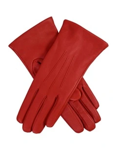 Dents Womens Cashmere Lined Touchscreen Leather Gloves in Berry - 6H