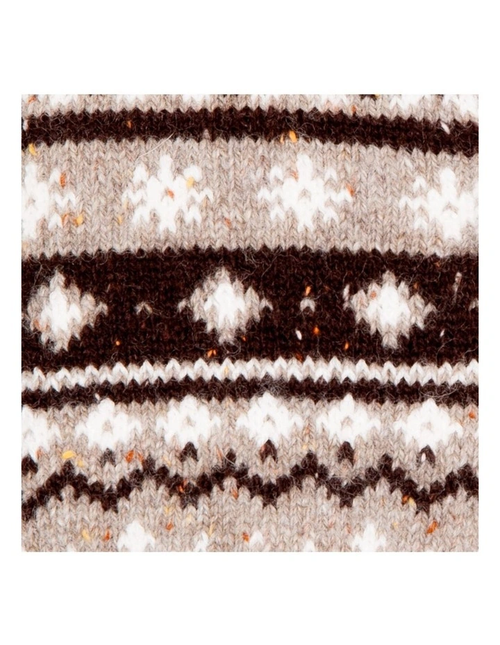 Dents Womens Gloves Jacquard Fair Isle Marle Yarn Knitted in Oatmeal image 3