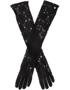 Dents Womens Long Opera Lace Gloves in Black (One Size)