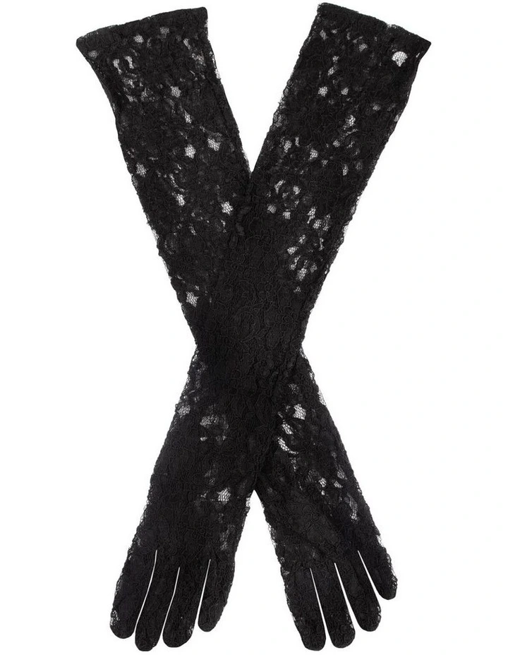 Dents Womens Long Opera Lace Gloves in Black (One Size) image 1