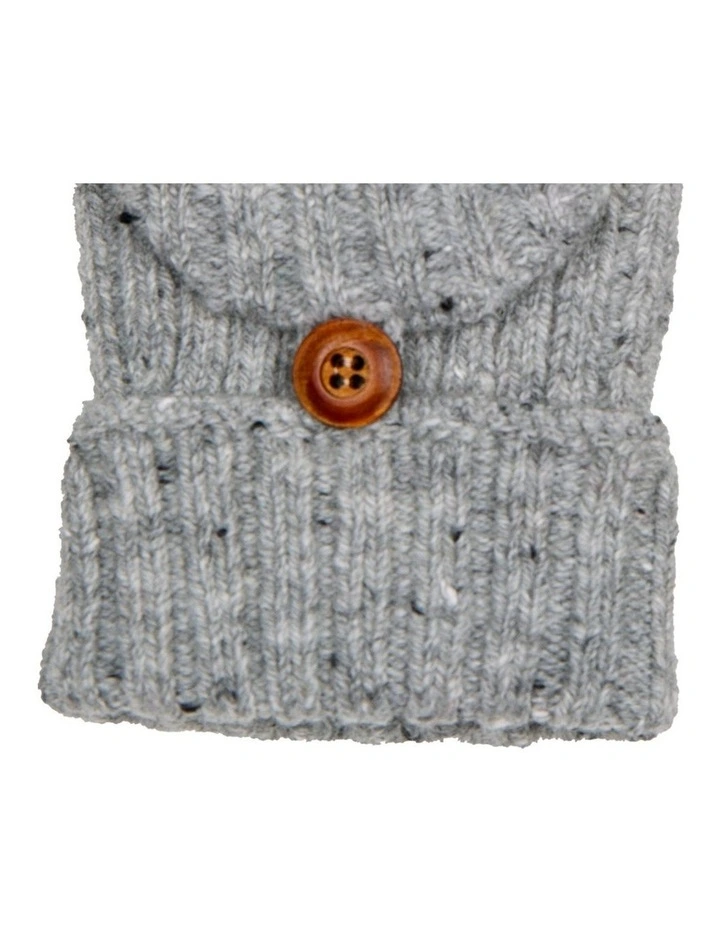 Dents Womens Ribbed Knit Wool Blend Fingerless Gloves with Marl Yarn and Mitten Flap in Dove Grey image 3