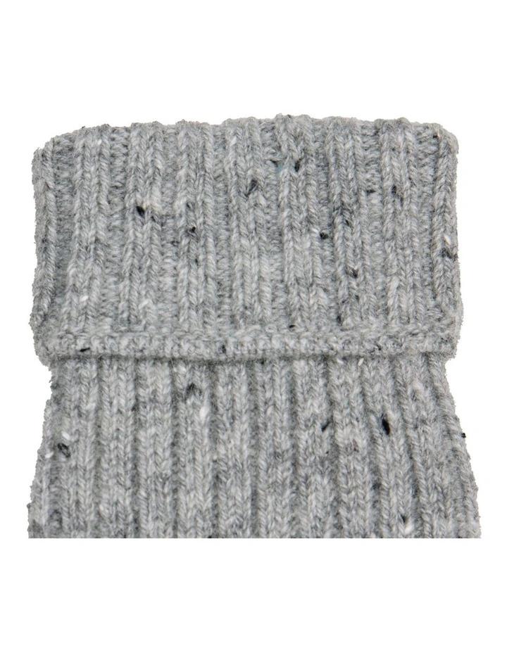 Dents Womens Ribbed Knit Wool Blend Fingerless Gloves with Marl Yarn and Mitten Flap in Dove Grey image 4