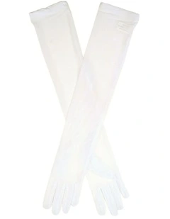 Dents Womens Sheer Tulle Opera Length Evening Gloves in Cream in One Size