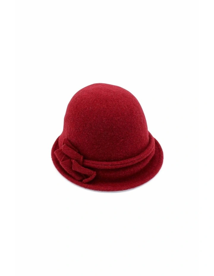 Joy Wool Cloche Hat in Red image 2