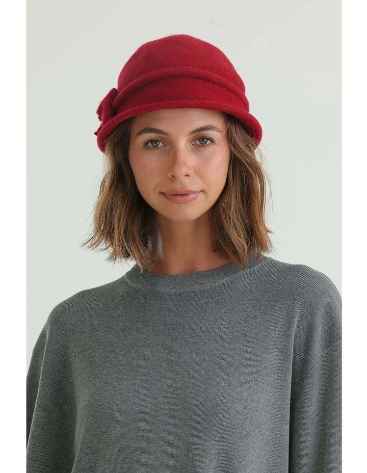 Joy Wool Cloche Hat in Red image 4