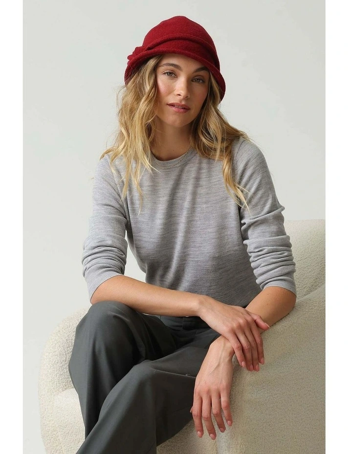 Joy Wool Cloche Hat in Red image 7