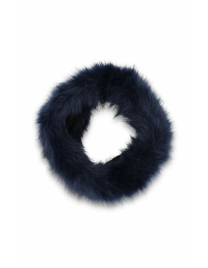 Xenia Faux Fur Headband in Navy Blue image 5