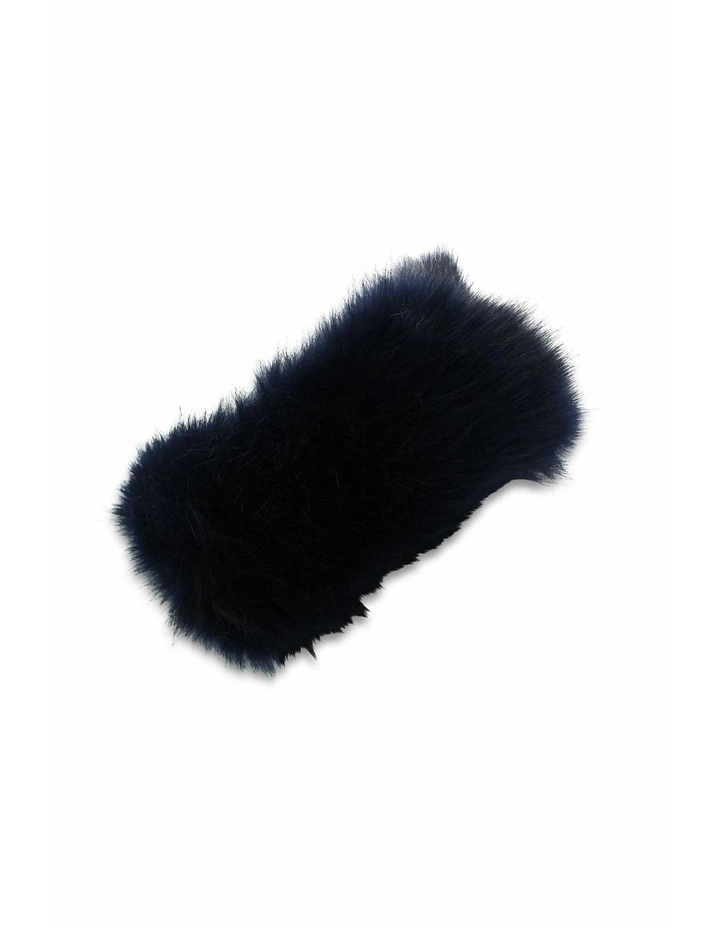 Xenia Faux Fur Headband in Navy Blue image 6