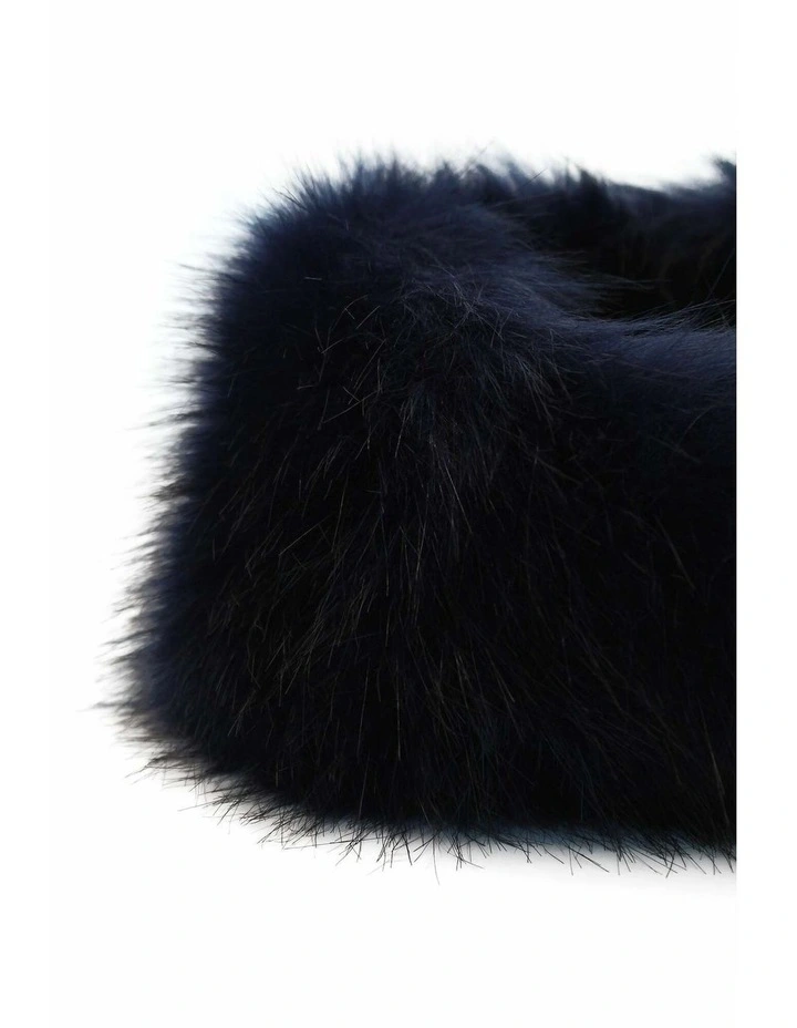 Xenia Faux Fur Headband in Navy Blue image 7