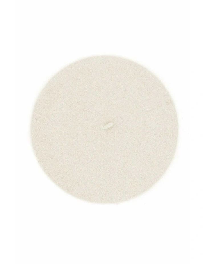 Paris Faux-Fur Knit Beret in White Cream image 2