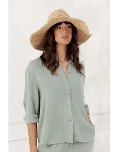 Arlo Crochet Raffia Wide-Brim Fedora in Natural Beige
