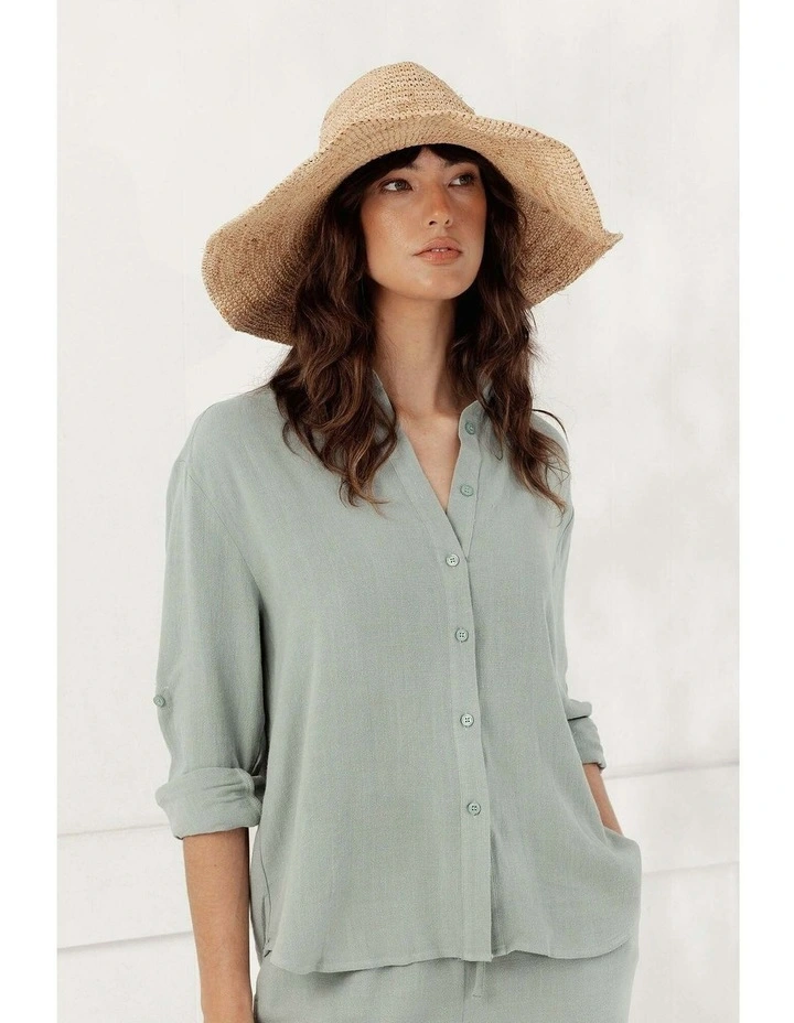 Arlo Crochet Raffia Wide-Brim Fedora in Natural Beige image 1
