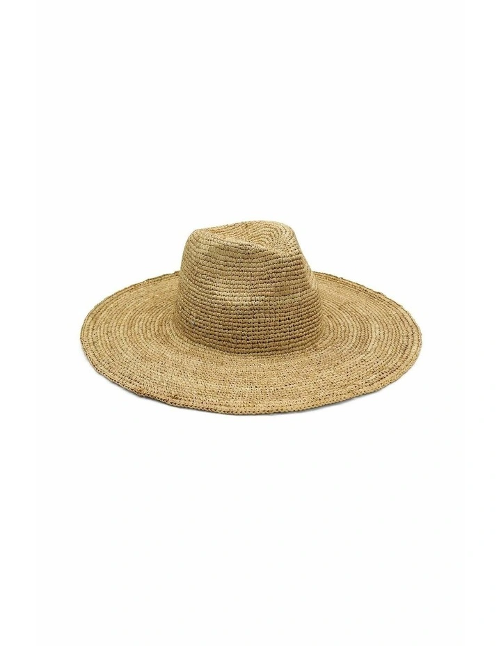 Arlo Crochet Raffia Wide-Brim Fedora in Natural Beige image 2