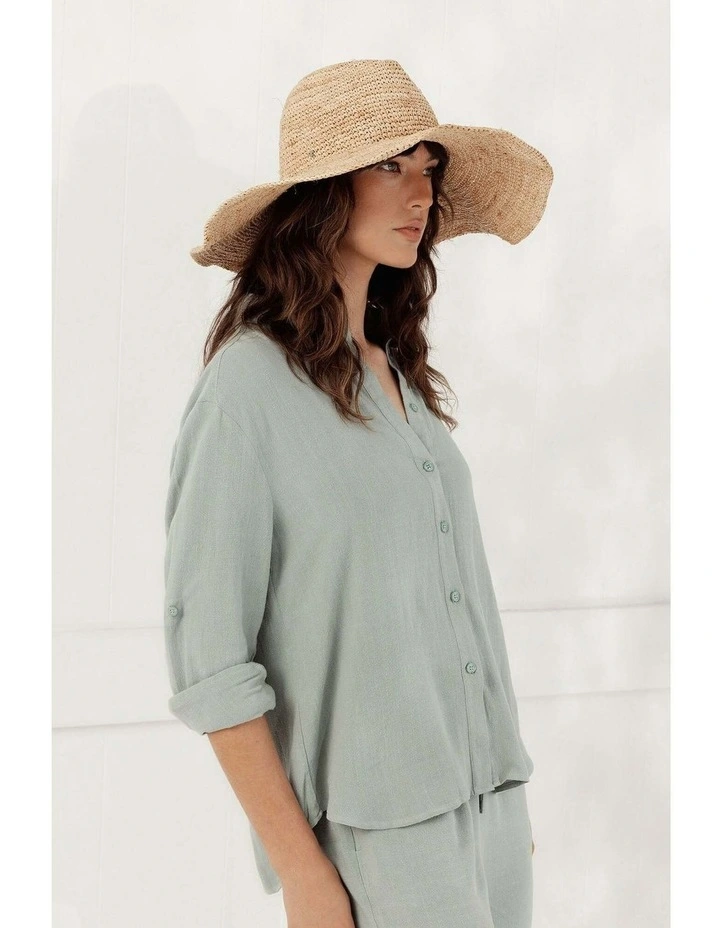 Arlo Crochet Raffia Wide-Brim Fedora in Natural Beige image 3