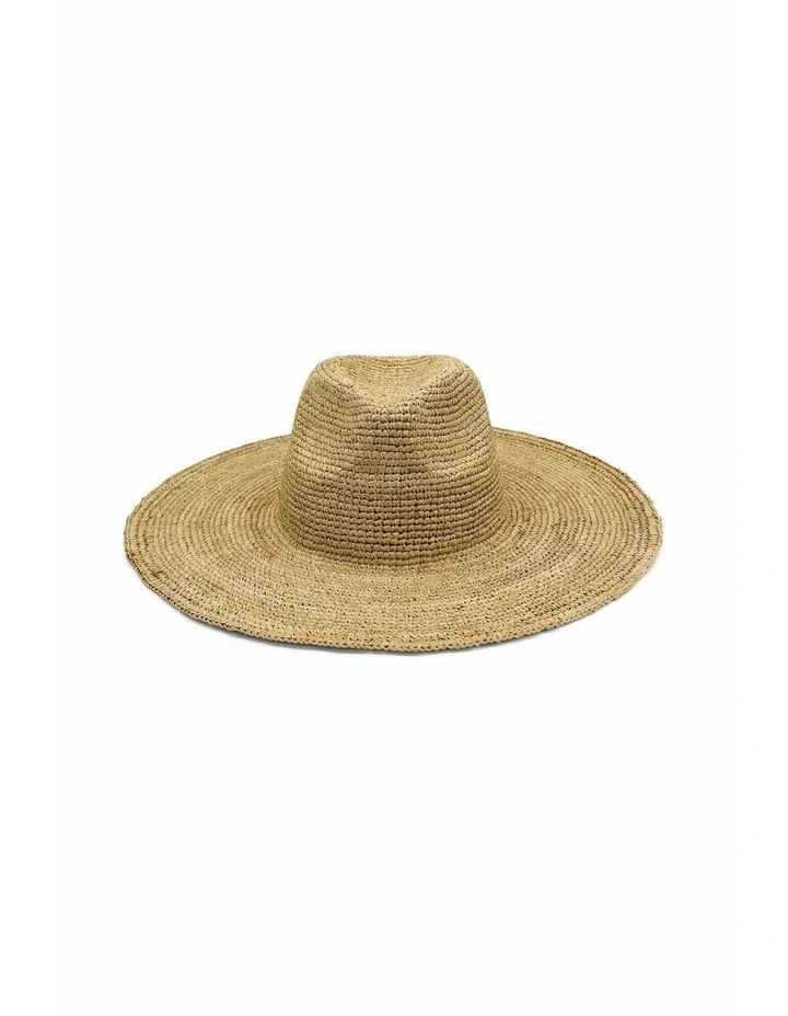 Arlo Crochet Raffia Wide-Brim Fedora in Natural Beige image 4