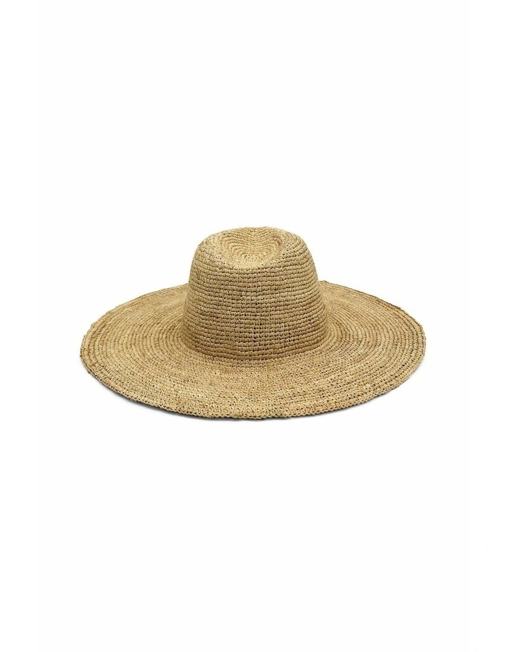 Arlo Crochet Raffia Wide-Brim Fedora in Natural Beige image 7
