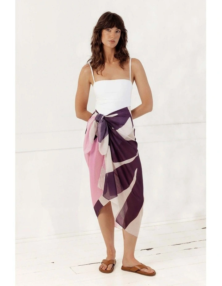 Fern Beach Sarong in Purple & Pink image 1
