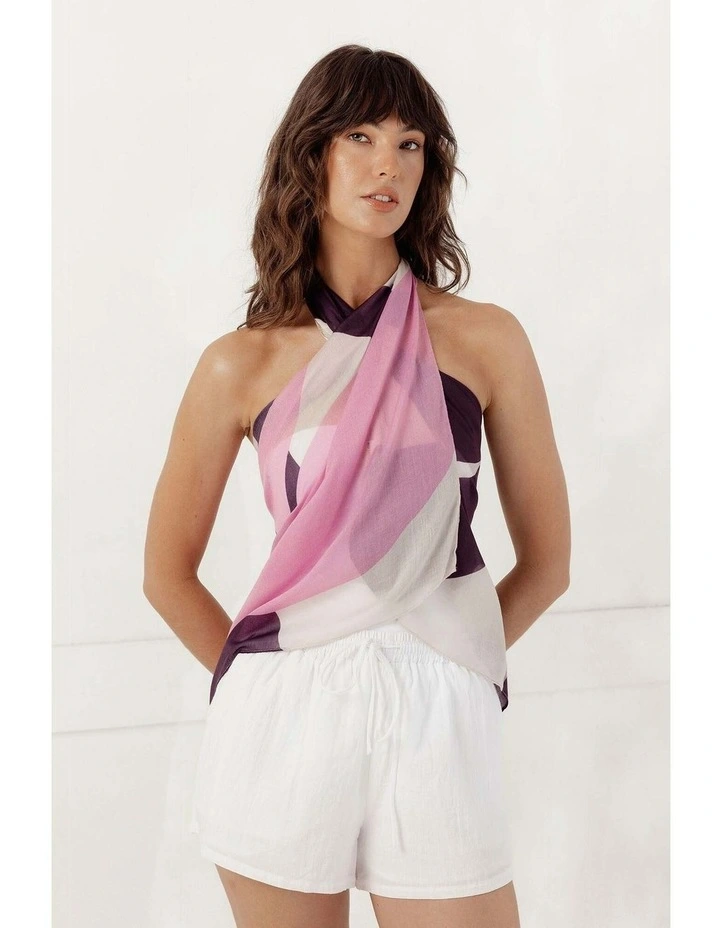Fern Beach Sarong in Purple & Pink image 7