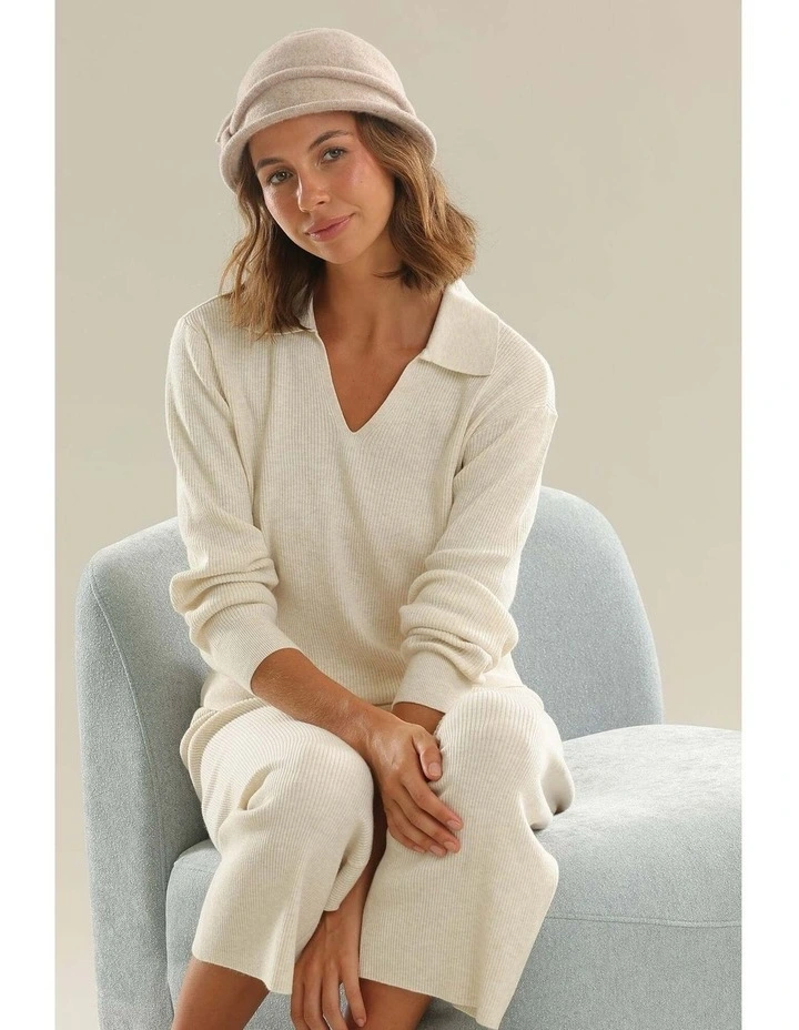 Joy Wool Cloche Hat in Sandy Beige image 7