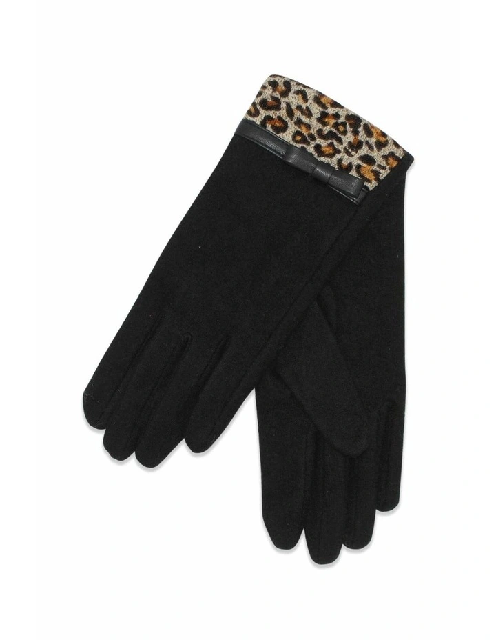 Jacqueline Wool Blend Gloves in Brown Leopard Animal Print image 2