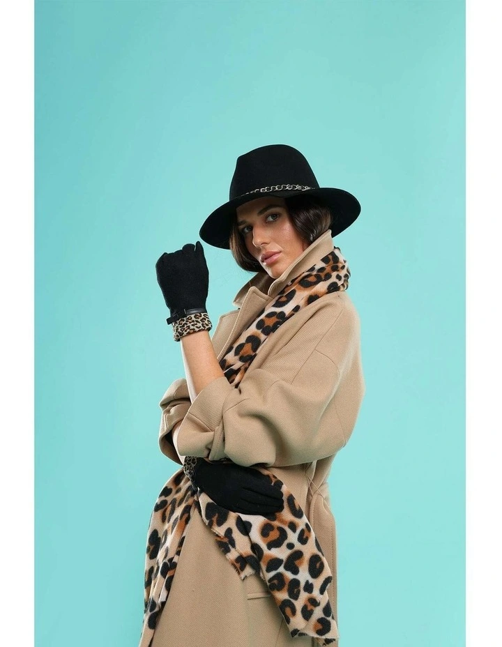 Jacqueline Wool Blend Gloves in Brown Leopard Animal Print image 3