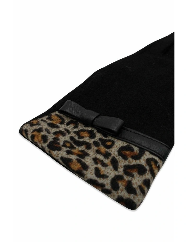 Jacqueline Wool Blend Gloves in Brown Leopard Animal Print image 4