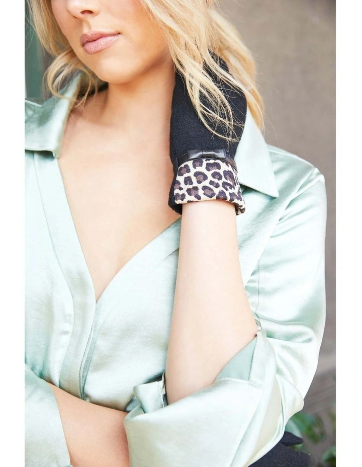 Jacqueline Wool Blend Gloves in Brown Leopard Animal Print image 7