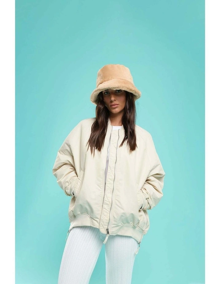 Simona Faux Fur Bucket Hat in Camel Brown image 3