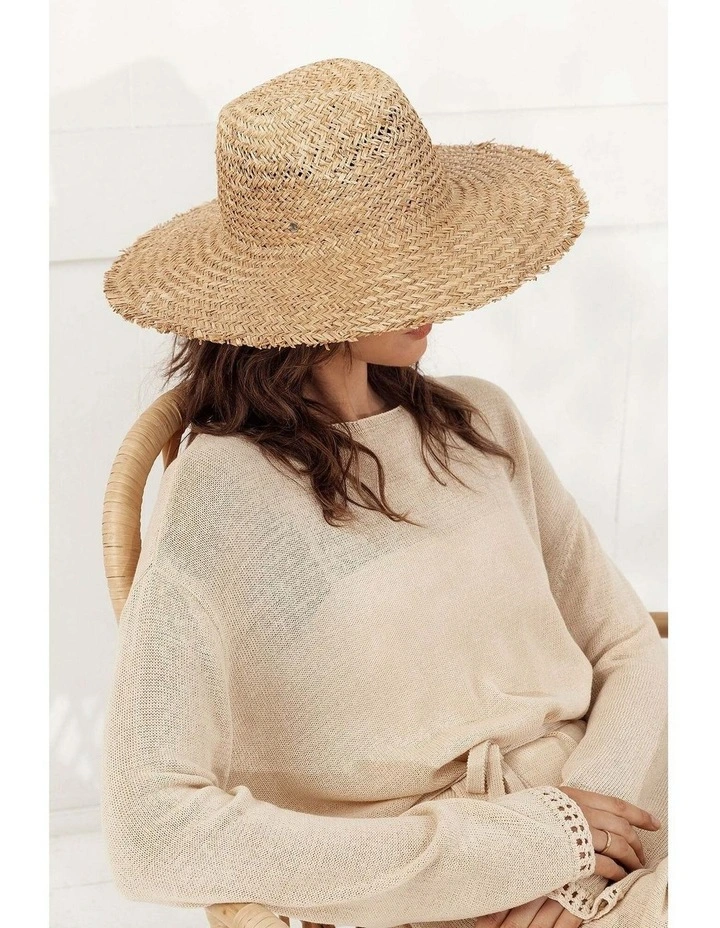 Lieta Woven Straw Fedora in Natural Beige image 1
