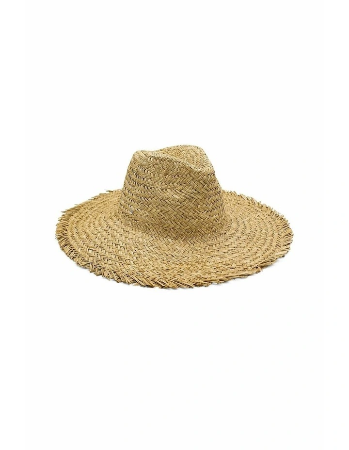 Lieta Woven Straw Fedora in Natural Beige image 2