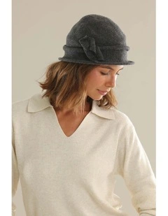 Joy Wool Cloche Hat in Charcoal Black