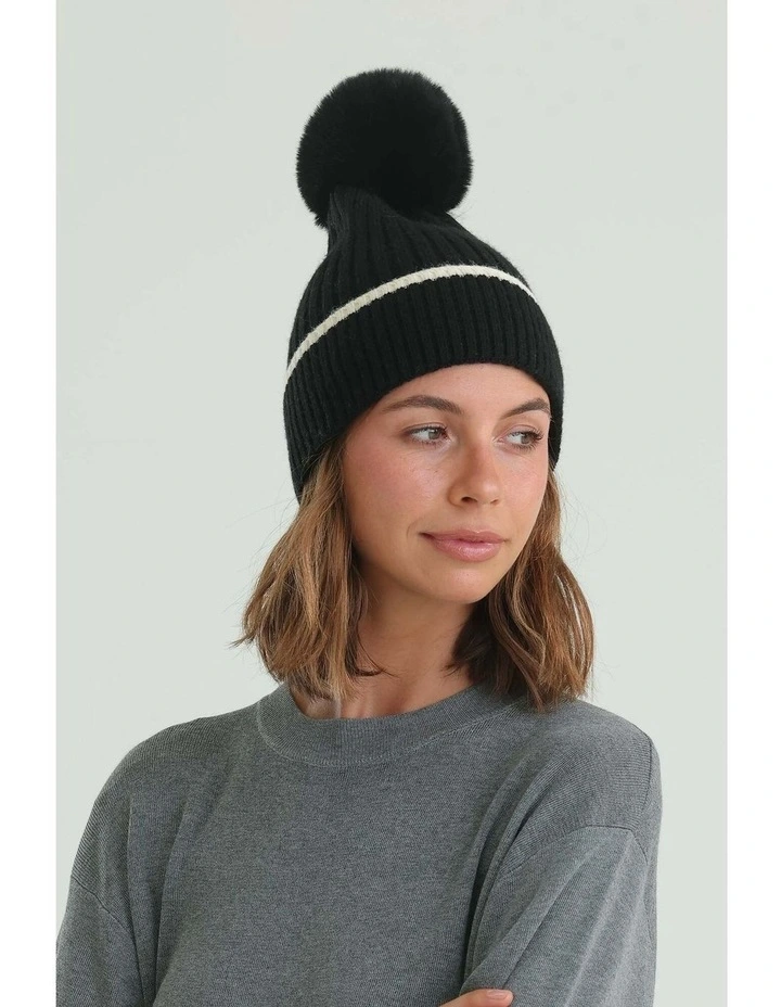 Nora Knit Beanie in Black image 6
