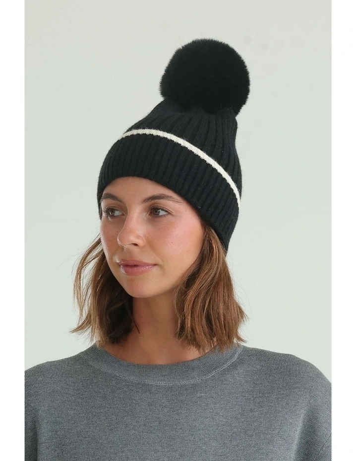 Nora Knit Beanie in Black image 7