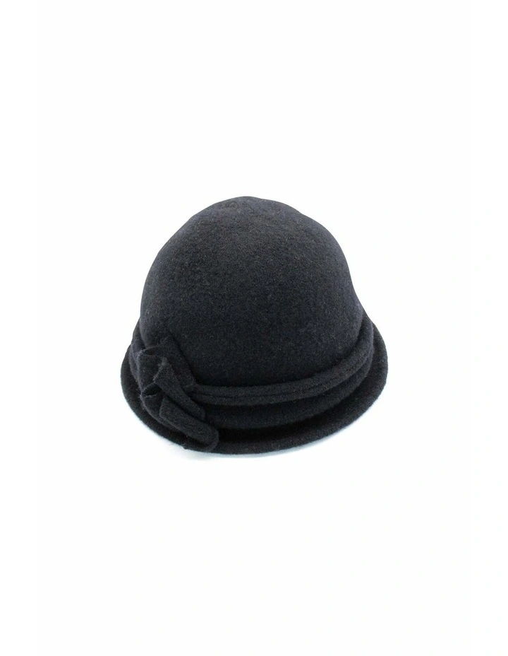 Joy Wool Cloche Hat in Black image 2