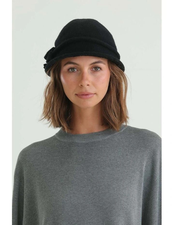 Joy Wool Cloche Hat in Black image 3