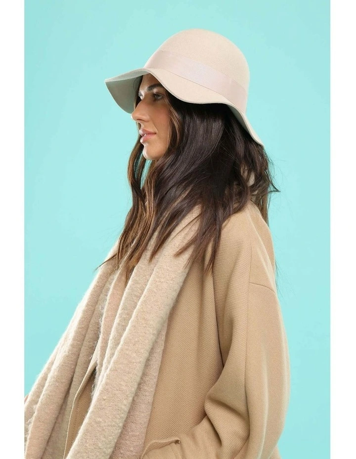 Miah Small Wool Floppy in Beige image 2