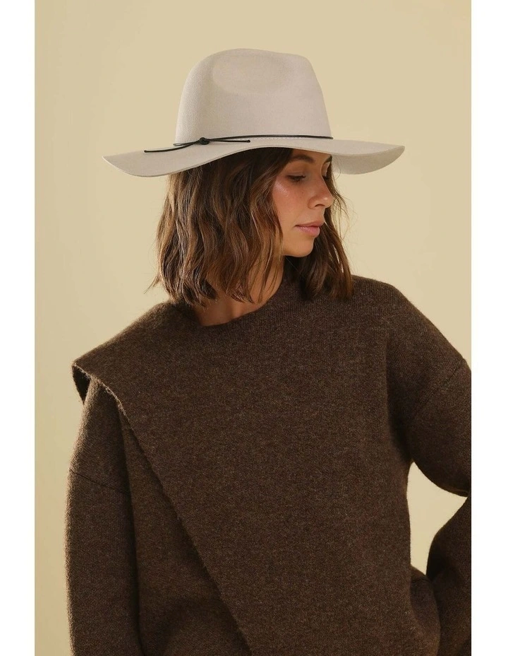 Kaiya Wool Felt Fedora in Beige image 3
