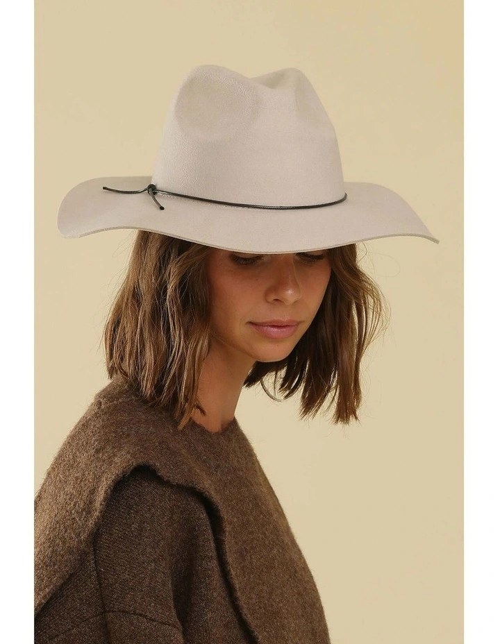 Kaiya Wool Felt Fedora in Beige image 4
